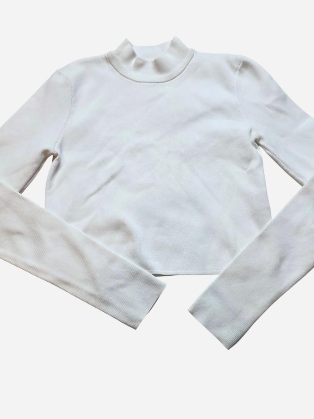 Forever 21 White Ribbed Mock Neck Crop Top